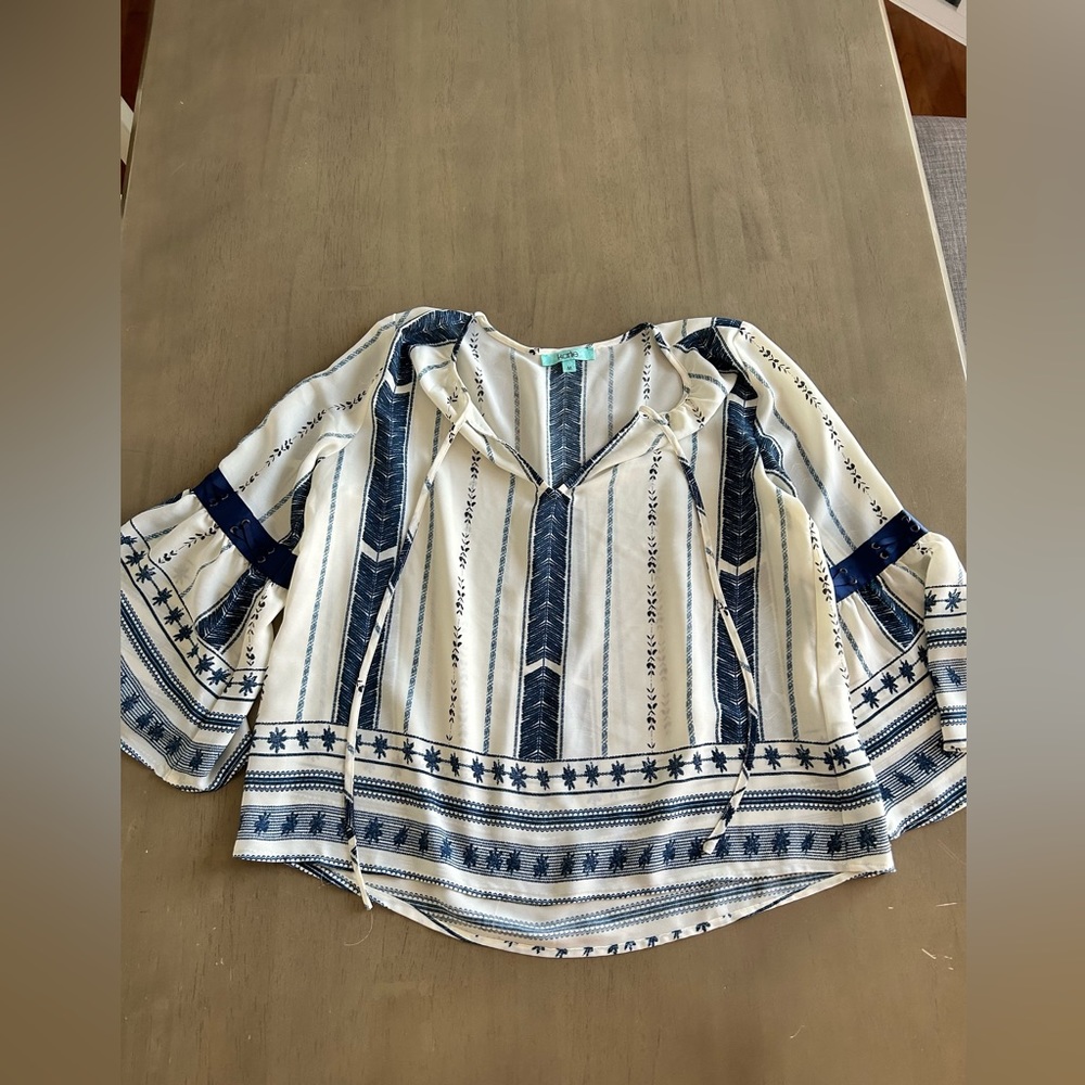 Blouse, 3/4 length bell sleeves, size medium